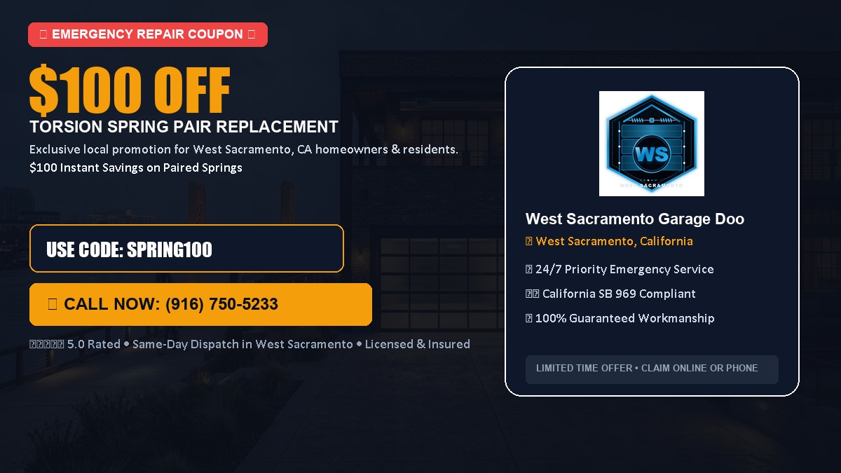 $100 OFF Heavy-Duty Torsion Spring Pair Replacement in West Sacramento, CA